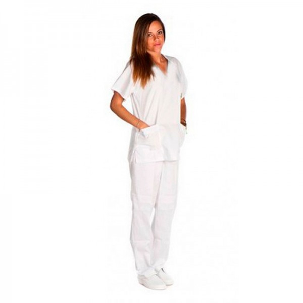 Pantalone Sanitario Bianco unisex Kinefis. Tergal 200 grammi. Fabbricazione nazionale.